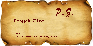 Panyek Zina névjegykártya